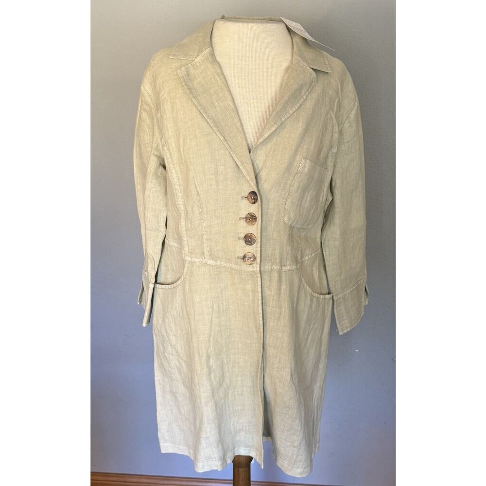 Soft Surroundings Eza Jacket Sz‎ S NWT Beige Linen Notch Collar Lagenlook Boho
